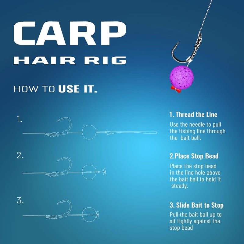 Vipfish 24 Pack Pre-Tied Carp Rigs with Sharp Hooks, Swivel & PE Line – Hook The Big One with Boilies, Pellets & Corn – The Ultimate Carp Fishing Equipment - Image 3